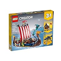 LEGO 31132 Creator 3in1 Viking Ship and the Midgard Snake Toy Set for Kids with a Boat, House and Animal Figures, Original Gift