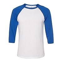 Bella + Canvas 3/4-Sleeve Baseball T-Shirt (3200) White/True Royal, 2XL