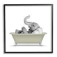 Stupell Industries Monochromatic Elephant Laying Bathtub Bathroom Illustration,Design by Annalisa Latella