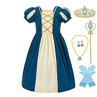 Dressy Daisy Toddler Girls Cotton Princess Dress Up Clothes with Accessories for Halloween Birthday Party Everyday Outfit Size 3T to 4T, Dark Teal