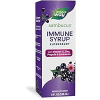 Nature's Way Sambucus Elderberry Immune Syrup, Daily Immune Support*, Black Elderberry Extract, Vitamin C, Zinc, Echinacea, Propolis, 8 Fl Oz (Packaging May Vary)