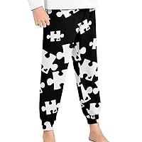 Autism Awareness Puzzle Piece Youth Pajama Pants Elastic Waist Pajama Bottoms Lounge Pants Sleepwear PJ Bottoms