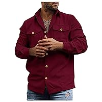 Mens Muscle Shirt Men's Spring And Autumn Style Three- Patch Pocket Jacket Button Print Jacket Men