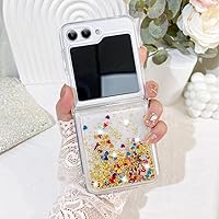 LSL Compatible with Samsung Galaxy Z Flip 5 5G Case Clear Bling Sparkle Glitter Shiny Luxury for Women Girly Soft TPU Slim Shockproof Protective Phone Case for Z Flip 5 5G 2023 - Gold