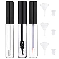 Empty Mascara Tube and Wand 3PCS 10ml Empty Lip Gloss Tubes Transparent Empty Mascara Tube Empty Eyeliner Tube with Rubber Inserts and Funnels for DIY Castor Oil