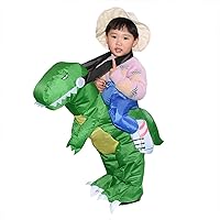Halloween Funny Ride Green Dinosaur Inflatable Costume Stage Show Tyrannosaurus Rex Inflatable Costume Dinosaur Costume One Size fits All xs Green (70-100cm)