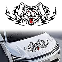 JSCARLIFE Flaming Wolf Head Car Hood Decals 39
