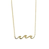 Gold Sterling Silver Wave Line Necklace, 16