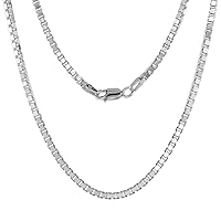 1.2mm - 2.2mm Sterling Silver BOX Chain Necklaces & Bracelets Medium Thick Nickel Free Italy, sizes 7-30 inch