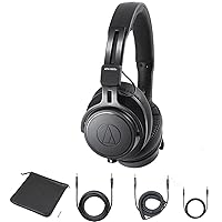 Audio-Technica ATH-M60X On-Ear Closed-Back Dynamic Professional Studio Monitor Headphones - Includes Carrying Pouch and 1-Year Extended Warranty