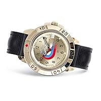 Vostok | Men’s Komandirskie Russian Air Force Aerobatic Team | Military Style Mechanical Watch | Model 439564 Leather Band