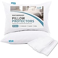 Pillow Protector 100% Waterproof & Noiseless Pillow Cover Pillow Protectors with Zipper Standard Size 2 Pack 20 x 26 Inches Pillow Cases Machine Washable