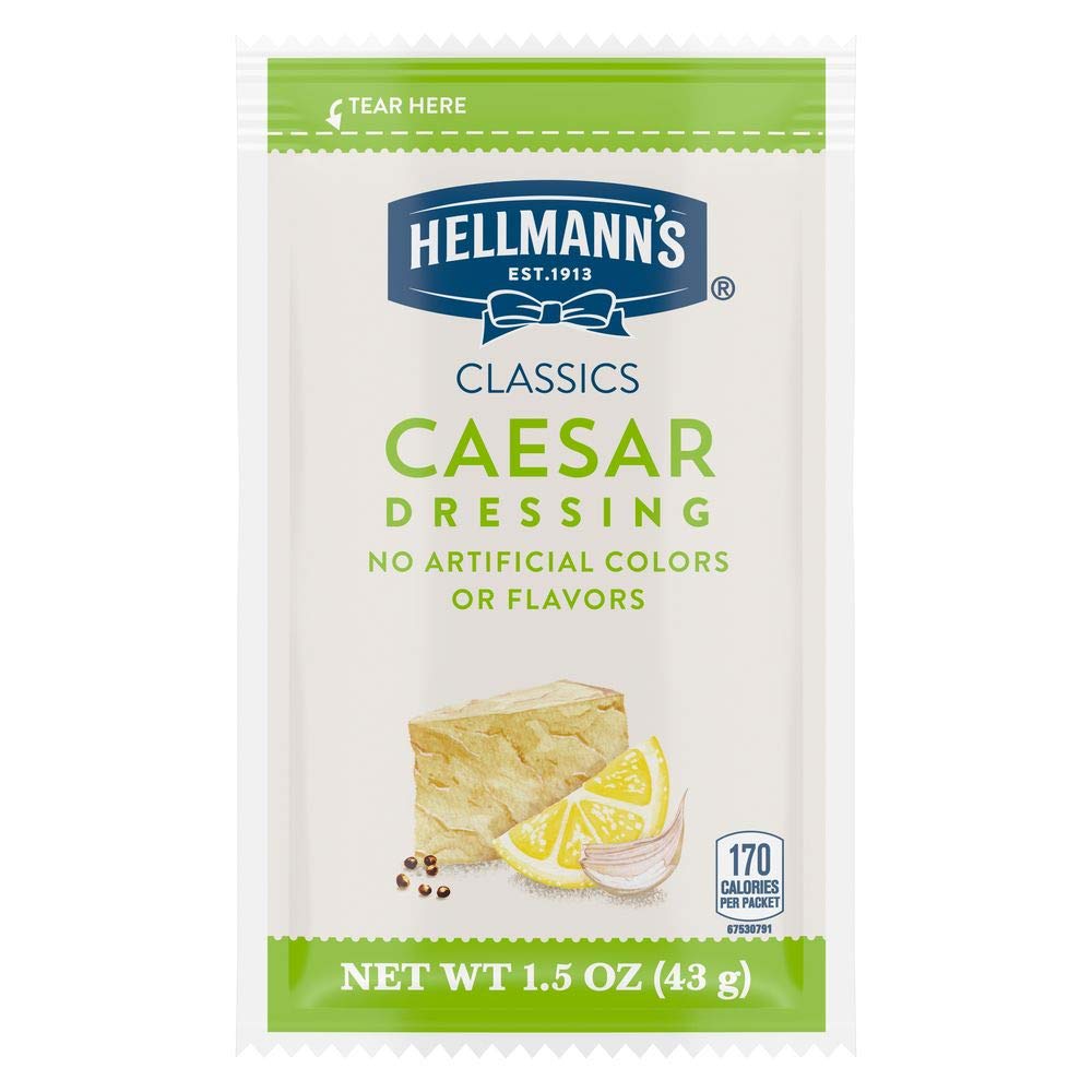 Hellmann's Classics Caesar Salad Dressing Portion Control Sachets Gluten Free, No Artificial Flavors, Colors or High Fructose Corn Syrup, 1.5 o...