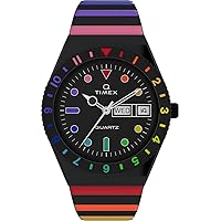 Timex Women's Q 36mm Watch - Black Expansion Band Black Dial Black Case