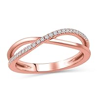 0.10 Cttw Trendy Crisscross Diamond Accented X Crossover Ring in 14K Solid Gold (H-I/12)