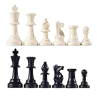 Basic Plastic Tournament & Club Staunton Chess Pieces with 3 3/4