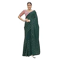 Fancy Sequin Styled chinon Saree Thread & sequin Designer party cocktail Sari Blouse 3309