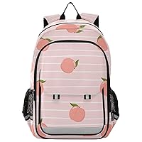 ALAZA Cute Pink Peach and Stripes Casual Daypacks Outdoor Backpack