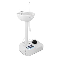 SereneLife Portable Camping Sink w/Towel Holder & Soap Dispenser - Hand Wash Basin Stand w/Rolling Wheels - For Outdoor Events, Gatherings, Worksite & Camping