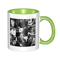 George Clooney Collage Coffee Mug 11 Oz Ceramic Tea Cup With Handle For Office Home Gift Men Women Green