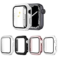 4 Pack Compatible for Apple Watch Case 40mm [ Screen Protector] Series 4 5 6 SE, Hard PC Bumper Case Protective Cover Compatible for iWatch 40mm, Black/Rose Gold/Silver/Clear