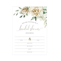 Cream Floral Fill-in Bridal Shower Invitation / 25 Invite Cards With White Envelopes / 5