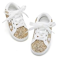 GINFIVE Toddler Girls Sneakers Little Girls Slip On Shoes Glitter Sneakers Todder
