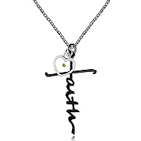 Uloveido Initial Faith Cross Necklace with Mustard Seed Heart Christian Jewelry Stainless Y1378