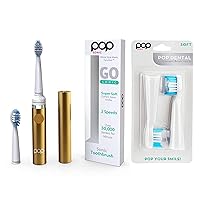 Pop Sonic Electric Toothbrush (Metallic Gold) Bonus 2 Pack Replacement Heads- Travel Toothbrushes w/AAA Battery | Kids Electric Toothbrushes with 2 Speed & 15,000-30,000 Strokes/Minute