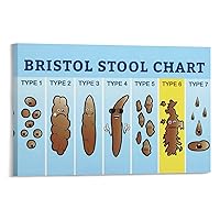 Wqyddy Bristol Stool Chart Diagnostic Constipation Diarrhea Stool Chart Poster Canvas Poster Wall Art Decor Print Picture Paintings for Living Room Bedroom Decoration Frame-style 18x12inch(45x30cm)