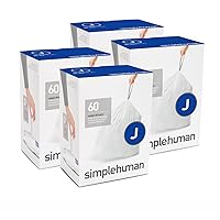 simplehuman Code J Custom Fit Drawstring Trash Bags, 30-45 Liter/8-12 Gallon, 12 Refill Packs (240 Count)