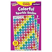 Trend Superspots Stickers, Sparkle Smiles, Assorted Colors, 1300 per Pack