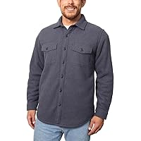 Men's Fleece Heavyweight Jackets Super Plush Sherpa Lined Jacket Shirt (Navy, Medium)