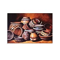 Posters Native American Pottery Poster Canvas Painting Wall Art Poster for Bedroom Living Room Decor 24x36inch(60x90cm)