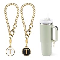 Letter Charms Accessories for Stanley Cup, 2Pcs Personalized Initail Name ID Decor Charm for Stanley 30&40 oz Tumbler with Handle (Letter T)