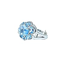 Statement Stacking Rings for woman girls blue topaz 7x7 5x3 mm