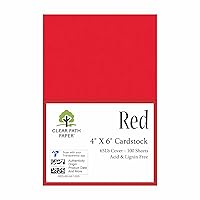 Red Cardstock - 4 x 6 inch - 65Lb Cover - 100 Sheets - Clear Path Paper