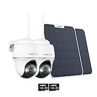 REOLINK Argus PT Ultra with Solar Panel 2 Pack Bundle - 4K Solar Security Camera Wireless Outdoor, Pan Tilt, 8MP Color Night Vision, 2.4/5 GHz WiFi, Includes SD Card (128GB), Smart Detection