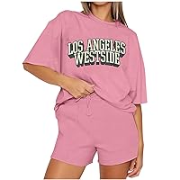 2 Piece Outfits for Women Fashion Sweatsuits Comfy Lounge Sets Graphic Tees and Shorts Set Comfy Pjs Sets Loungewear, Shorts Sets Women 2 Piece Outfits, Airport Outfits for Women 2024