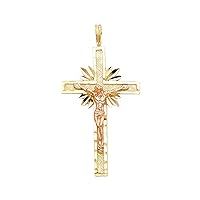 14k Two Tone Gold Religious Crucifix Pendant