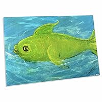 3dRose Baby Fish, Chubby Green Baby Takes First Swim - Desk Pad Place Mats (dpd-66342-1)