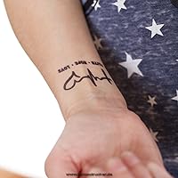 5 x Faith + Hope + Love Tattoo - black temporary Cross Puls Heart Tattoo Symbol (5)