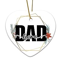 Hero Dad Art, Dad Art, Father's Day Art Housewarming Gift New Home Gift Hanging Keepsake Wreaths for Home Party Commemorative Pendants for Friends 3 Inches Double Sided Print Ceramic Ornament.