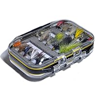 Assorted Trout Fly Fishing Lure Pack of 10/12/ 15/28/ 35/48 /66 Pieces Fly Lure + Double Side Waterproof Pocketed Fly Box