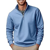 Lightning Deals pullover women Mens Sweaters And Pullovers New Men's Sweater Casual Zipper Stand Neck Thickened And Velvet Solid Color Men's (Blue, XL) amazon warehouse deals liquidation
