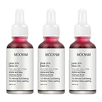 Peeling Solution AHA 30% + BHA 2% Exfoliating Facial Serum Chemical Peel for Face Fighting Blemishes Reduces Pore Congestion and Fine Lines, 1.0Fl Oz/30ml (3 PCS)
