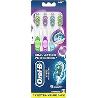 Oral-B Vivid Dual Action Whitening Toothbrushes, Soft, 4 Count (Packaging and Product Color May Vary)