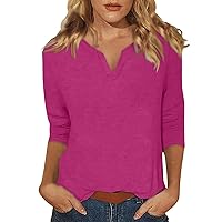 Women's Summer Tops 2024, 3/4 Sleeve Top Blouses Dressy Casual, S XXXL