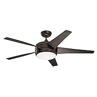 Luminance Midway Eco LED Ceiling Fan with Light and Remote | Dimmable 54 Inch Fixture with DC Motor | Contemporary 5 Blade Design with Downrod Mount for Hanging, Oil Rubbed Bronze