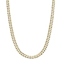 Savlano 14K Gold Plated 925 Sterling Silver 4.5mm Italian Solid Curb Cuban Link Chain Necklace For Men & Women - Made in Italy Comes With a Gift Box